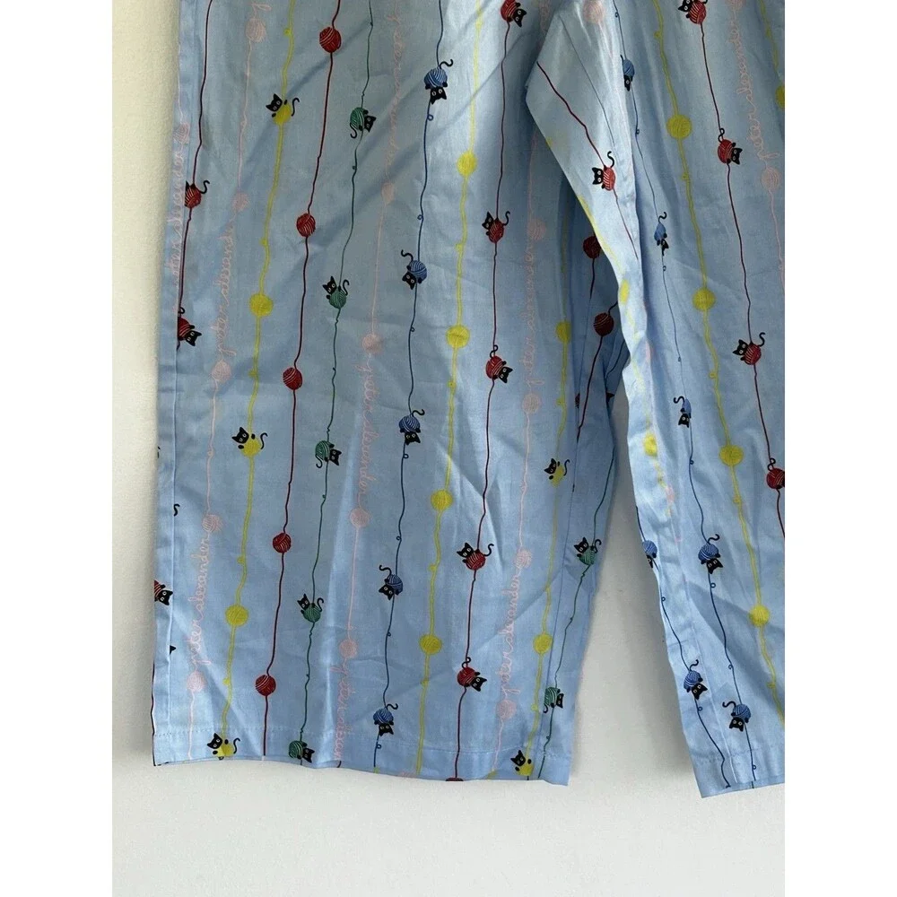 New Peter Alexander 3/4 Pajama Pants Size Medium Cats Kittens Ball of Yarn Crop - Picture 6 of 10